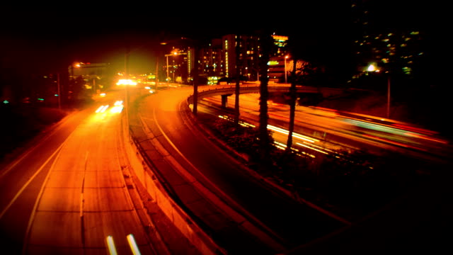 Zeitraffer-der-Verkehr-in-Los-Angeles-in-der-Nacht,-HD-1080-p