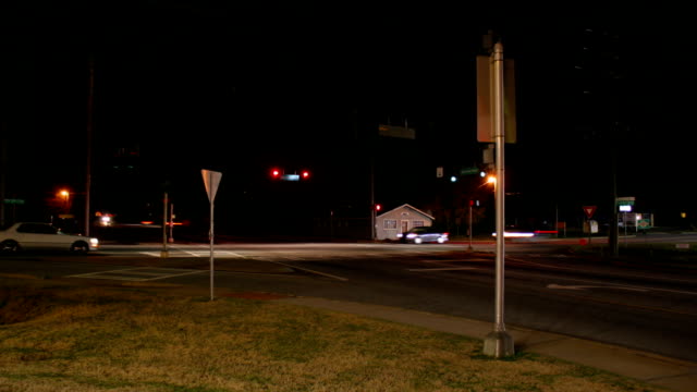 Suburban-Intersection-at-Night-Time-Lapse