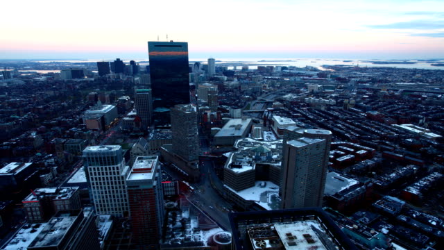 Timelapse-view-of-Boston-at-dusk