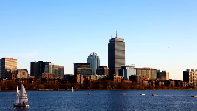 Timelapse-Boston-city-center-and-harbor