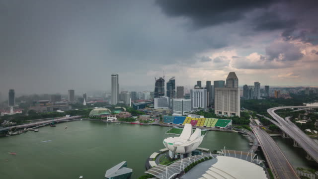 zeigen-Sie-4-k-Zeitraffer-regnerisch,-sonnigen-Himmel-Singapur-Hotels-an