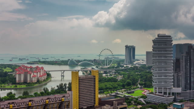 Singapur-Tag-leichte-Panorama-Bucht-Flyer-anzeigen-4-k-Zeitraffer