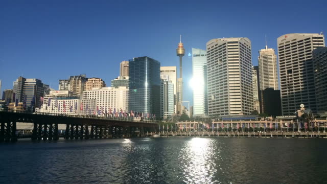Time-lapse-Sydney-Darling-Harbor-at-dusk