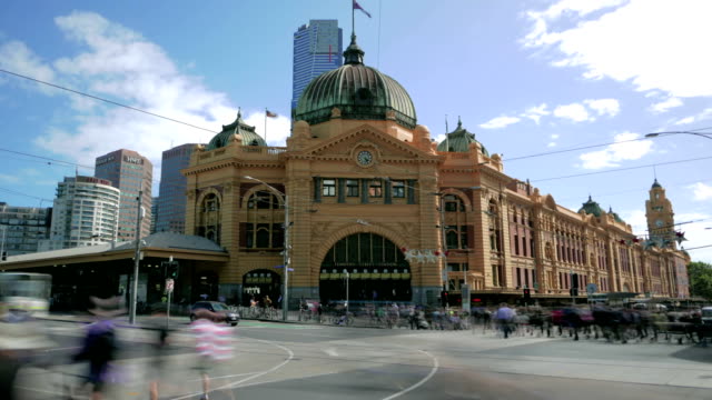 Melbourne-Australien-train-Station-Verkehr-Zeitraffer