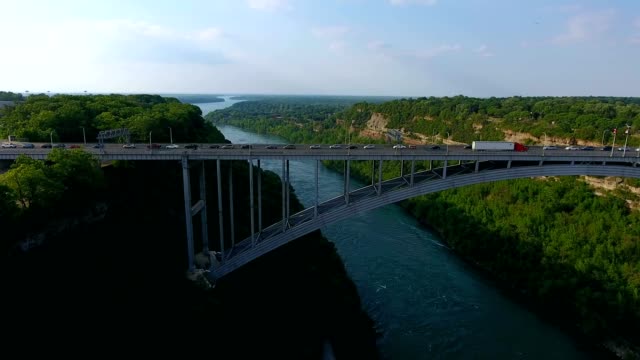 Aerial-of-Bridge-Over-Niagara-Gorge-Between-Canada-and-United-States