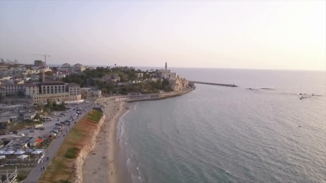 Israel,-Tel-Aviv---Jaffa,-Arieal-anzeigen-Jaffa-Hafen