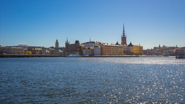 Zeitraffer-Video-der-Stadt-Stockholm-in-Schweden,-Zeitraffer-4k
