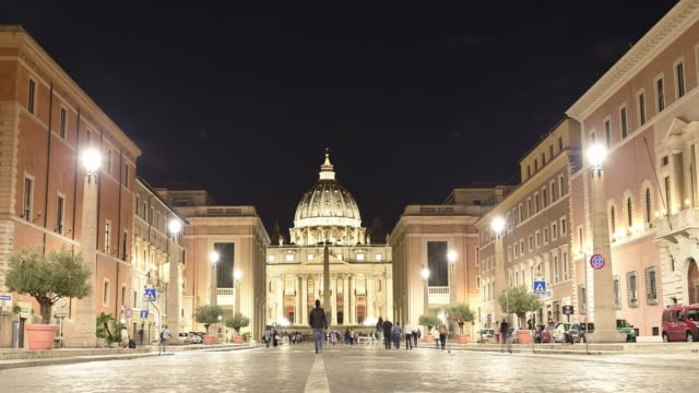 Vídeo-de-lapso-de-tiempo-de-la-Basílica-de-San-Pedro-en-Roma,-Italia.