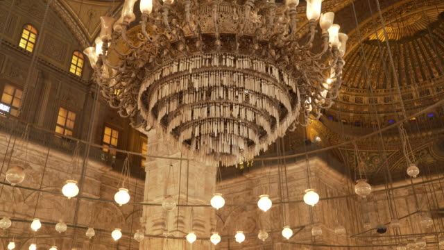 tilt-up-shot-of-a-chandelier-in-the-alabaster-mosque-in-cairo