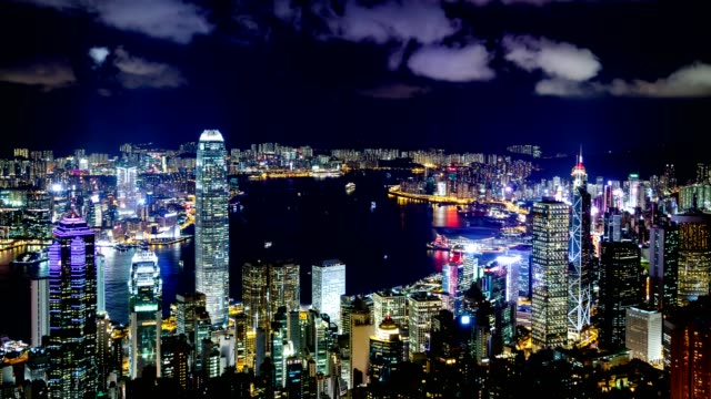 Vista-de-noche-famoso-de-Hong-Kong---lapso-de-tiempo