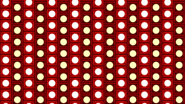 Luces-intermitente-bombillas-pared-patrón-loop-de-rotación-vertical-etapa-rojo-fondo-vj
