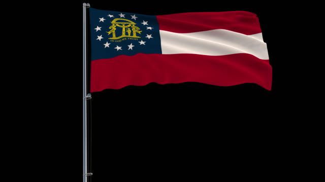 Bandera-de-Georgia-de-Estados-Unidos,-4-tomas-de-prores-4444-k-con-alfa