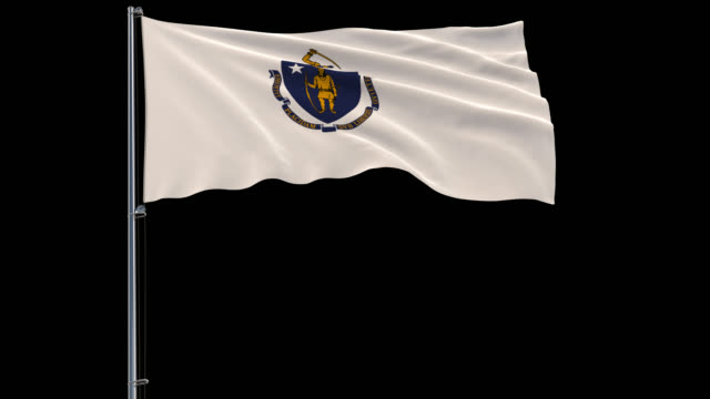 Bandera-de-Massachusetts-de-Estados-Unidos,-4-tomas-de-prores-4444-k-con-alfa