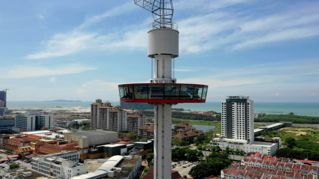 Aerial-view-of-Malacca-cityscape-with-Taming-Sari-Tower-at-daytime