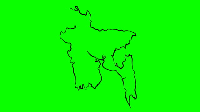 Bangladesch-Zeichnung-farbige-Karte-auf-green-Screen-isoliert-whiteboard