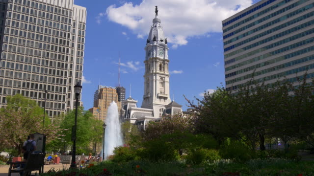 Vereinigte-Staaten-Sommertag-Philadelphia-Stadt-Halle-und-Zentrum-Platz-Panorama-\"-4-k