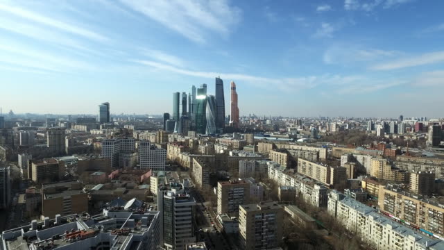 Aerial-Moscow-City-shooting-cityscape