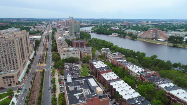 Aerial-drone-video-Boston,-Massachusetts