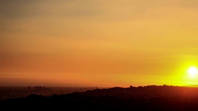 Lapso-de-tiempo-de-horizonte-al-atardecer-LA-oeste,-Beverly-Hills,-Century-City,-Santa-Mónica