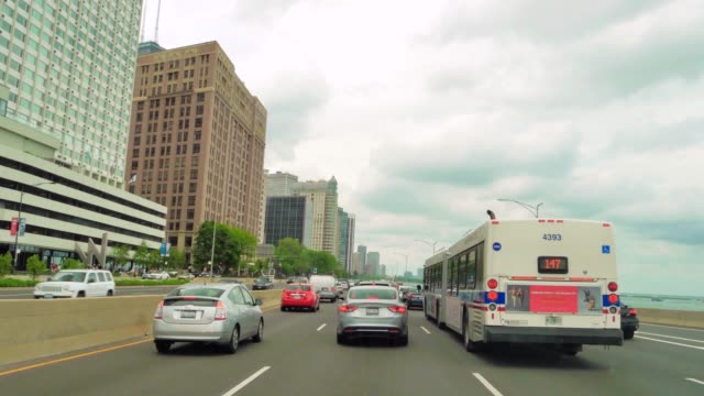 Driving-Along-the-Lake-Michigan-Shore-in-Chicago-Time-Lapse-Camera-Car