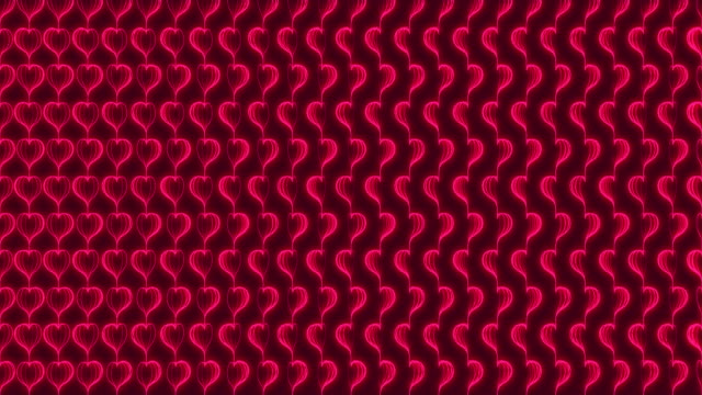 Abstrakte-Linie-glühende-Liebe-Herz-Form-drehen-Bewegung-Abbildung-rosa-Farbe,-Schleife-Valentin-Konzeption-auf-dunkelroten-Hintergrund-nahtlose-Animation-4K-mit-textfreiraum