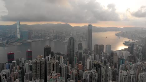 Aerial-shot-of-Hong-Kong-skyline