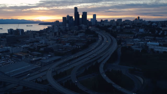 Seattle-Antenne-Hyperlapse-Dolly-über-Skyline