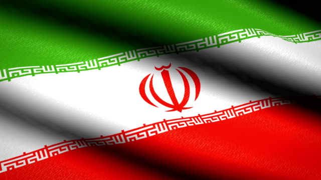 Iran-Flag-Waving-Textile-Textured-Background.-Seamless-Loop-Animation.-Full-Screen.-Slow-motion.-4K-Video