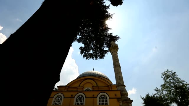 Estambul-otomano-Altunizade-mezquita-con-árboles-Timelapse