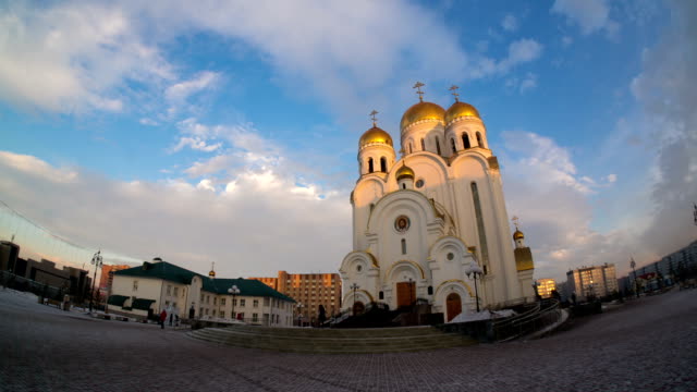 Church-of-the-nativity,-Krasnoyarsk,-hiperlapso