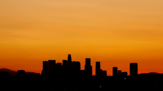 Time-lapse-Los-Angeles-skyline-sunrise