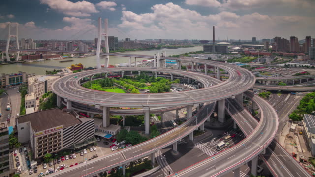 sunny-shadow-sky-traffic-flyover-road-4k-time-lapse-from-shanghai