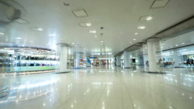 Time-lapse-shot-of-moving-in-the-Incheon-International-Airport,-Seoul,-South-Korea