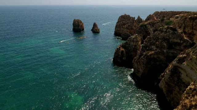 Aerial.-Aerial-videography-kayaks-in-the-bay-Ponta-de-Piedade.