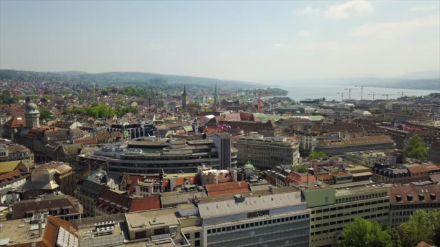 der-Schweiz-Sonnentag-Zürich-See-Stadtbild-aerial-Panorama-4k