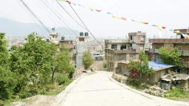 Gebäude-in-asiatischen-Stadt-Kathmandu,-Nepal.