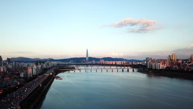 Luftbild-in-Seoul-City-Skyline,-Südkorea