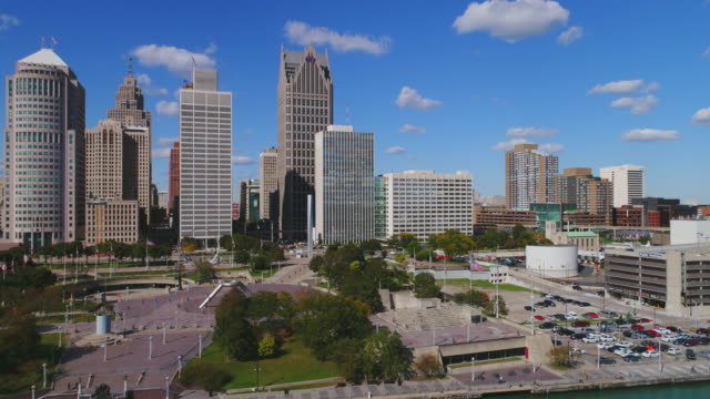 Hart-Plaza-Detroit-Michigan-Cityscape-Aerial-view-USA