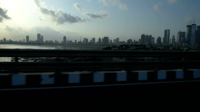 Moving-shot-inside-car-of-Mumbai-Worli-sea-link-sky-line.