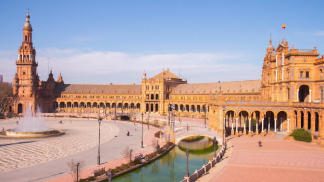 Sevilla-Nacional-real-Palacio-día-soleado-panorama-4-K-lapso-de-tiempo-de-España