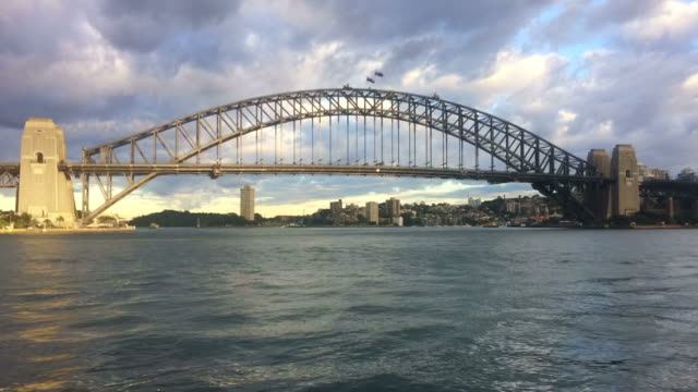 Time-lapse-of-Sydney-Harbor-Bridge-east-side-during-sunrise