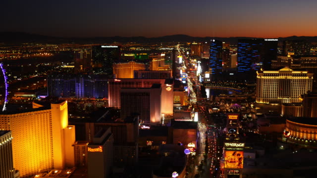 Las-Vegas,-Nevada-Luftaufnahme-des-Las-Vegas-Strip-bei-Nacht