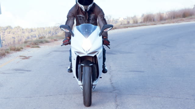 Man-riding-on-a-white-sports-motorcycle