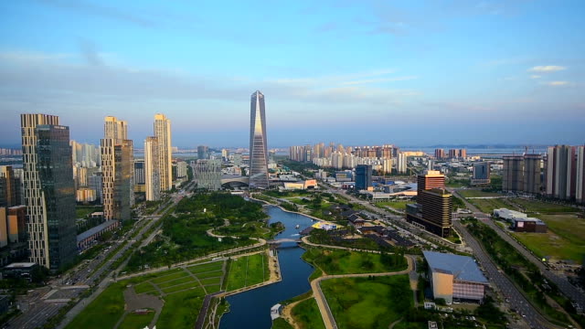 Aerial-of-Incheon,Central-Park-in-Songdo-International-Business-District-,-South-Korea