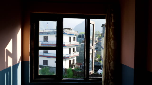 Nepalesischen-Stadt-Besisahar.-Morgen-Zeit.