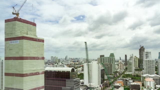 Horizonte-de-paisaje-urbano-Bangkok-altura-tiempo-lapso-en-Tailandia