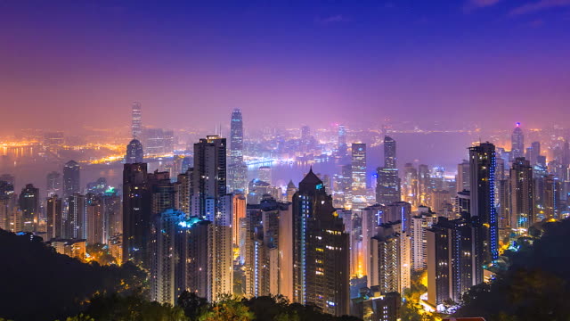 4K,-tiempo-lapso-Hong-Kong-paisaje-urbano-en-la-mañana-tiempo-del-amanecer-en-el-puerto-de-victoria