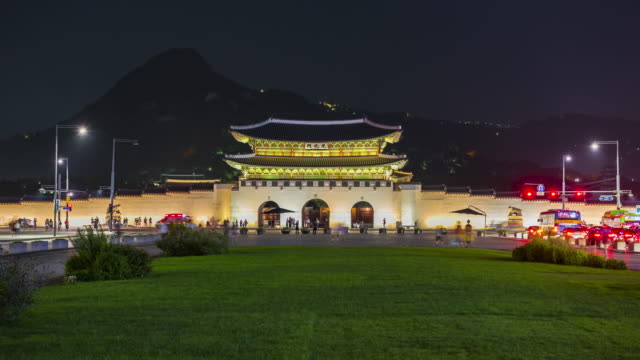 Tiempo-lapso-de-Corea,-el-Palacio-de-Gyeongbokgung-en-Seúl,-Corea-del-sur.