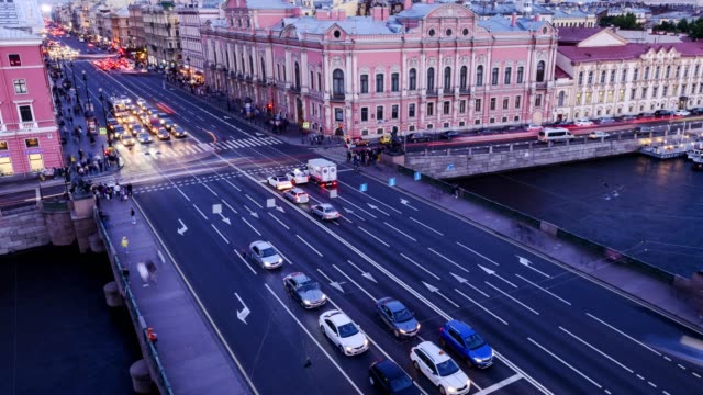 St.-Petersburg,-view-of-Nevsky-Prospekt-and-Anichkov-Bridge-from-the-roof