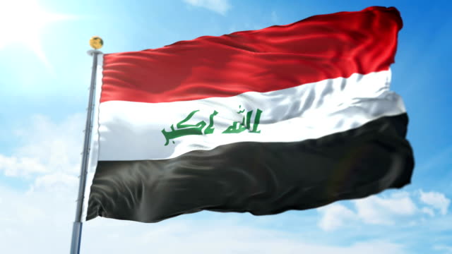Iraq-flag-seamless-looping-3D-rendering-video.-Beautiful-textile-cloth-fabric-loop-waving